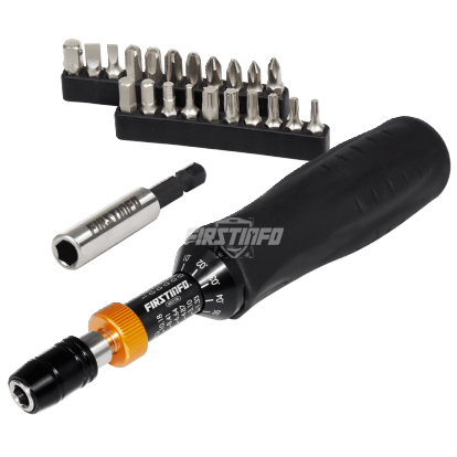 1/4" (6.35mm) Hex. Drive 0.1~1.2 N.m. / 1.33~10.18 in-lbs Adjustable Torque Screwdriver with 21 Pieces Bits Kit