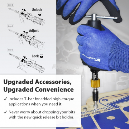 H5182Y1 1/4" 1~6 N.m. / 13.28~48.68 in-lbs Adjustable Torque Screwdriver with 21 Pieces Bits Kit