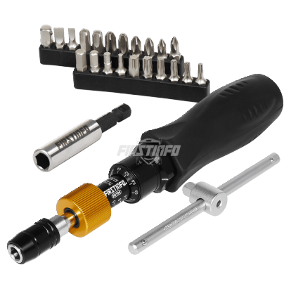 1/4" (6.35mm) Hex. Drive 5~10 N.m. / 48.68~84.08 in-lbs Adjustable Torque Screwdriver with 21 Pieces Bits Kit