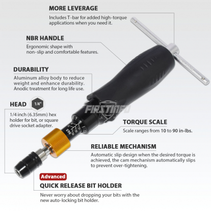 H5188 1/4"  10~90 in-lbs Adjustable Torque Screwdriver
