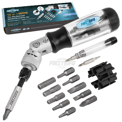 15-in-1 Multi-Bit Ratcheting Screwdriver Set, Quick Release and Locking Flexible Head