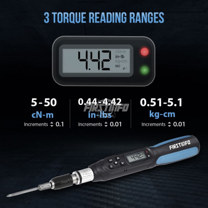 0.44-4.42 in-lbs. / 5-50 cN-m / 0.51-5.1 kg-cm Digital Torque Screwdriver, Dual Direction