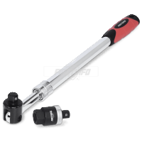 1/2-Inch Drive Premium Breaker Bar with Ratchet Adapter, 24-1/2 Inch Length Extended Leverage, 230 Degrees Flexible Head