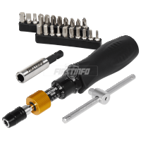 1/4" (6.35mm) Hex. Drive 1~6 N.m. / 13.28~48.68 in-lbs Adjustable Torque Screwdriver with 21 Pieces Bits Kit