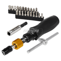 1/4" (6.35mm) Hex. Drive 5~10 N.m. / 48.68~84.08 in-lbs Adjustable Torque Screwdriver with 21 Pieces Bits Kit
