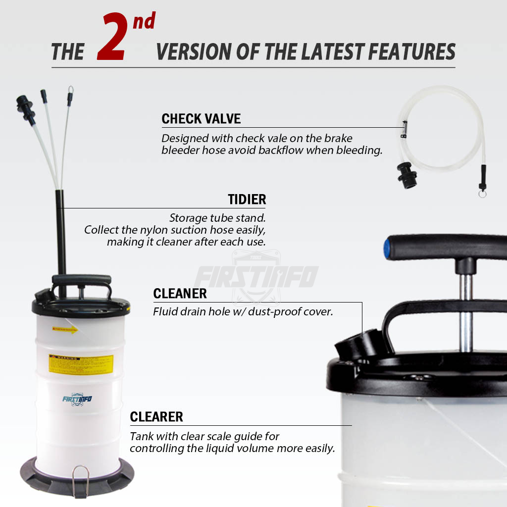 A1105H 9.5L Manual Oil & Fluid Extractor with Brake Bleeder Hose