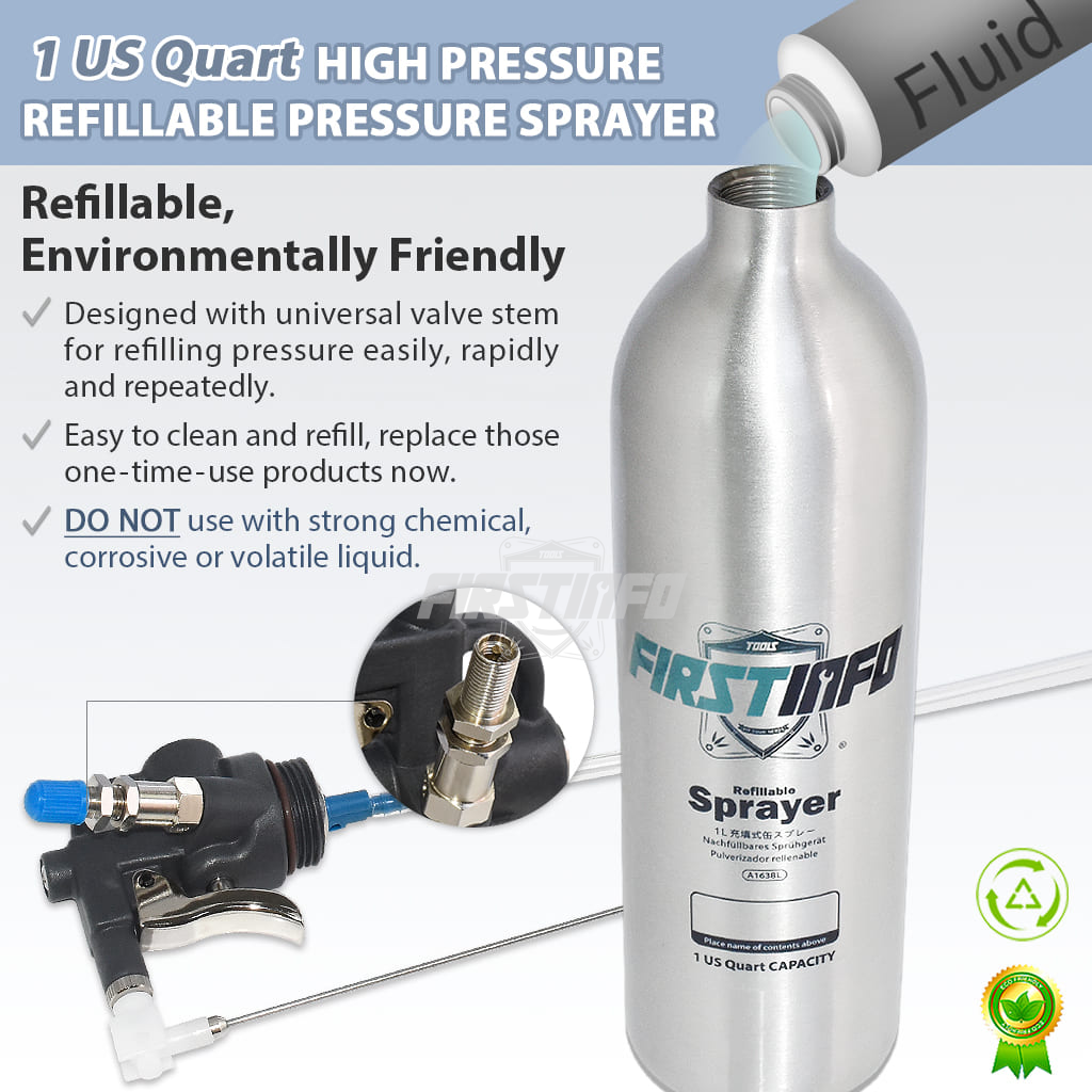 Refillable Compressed Air Aerosol Spray Can