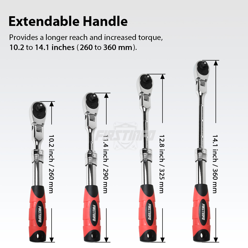 CUTICATE Ratchet Socket Wrench 1/4 Inch Scalable Quick Release Ratchet Two Way Telescopic Ratchet Quick Spanner Anti-slip Rubber Grip Handle 