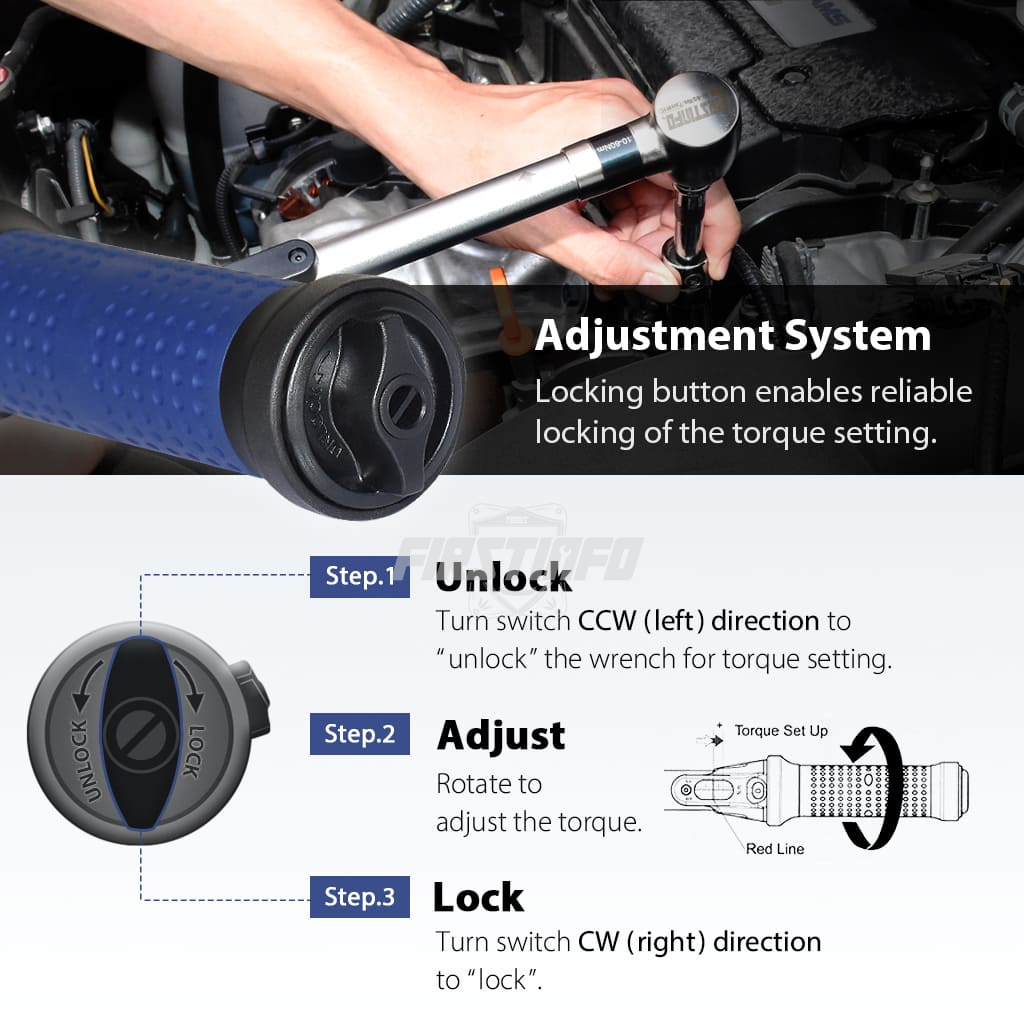 FIRSTINFO  F326804C 3/8 inch Drive Free Turn NOT Click Type Precision  Certified Adjustable Slipping Type Torque Wrench 10-60 Nm /8-44 Ft-lbs with  Dual Scale FIRSTINFO TOOLS