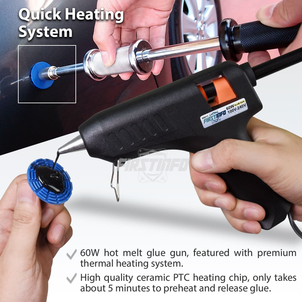Hot Melt Powerful 60W Quick Heating Glue Gun PDR Tools with 10 Pcs Strong  Viscosity Glue